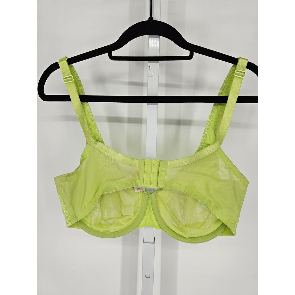 Cacique Womens Sz 38D Unlined T Shirt Bra Bright Lime Green Lace - Picture 3 of 4